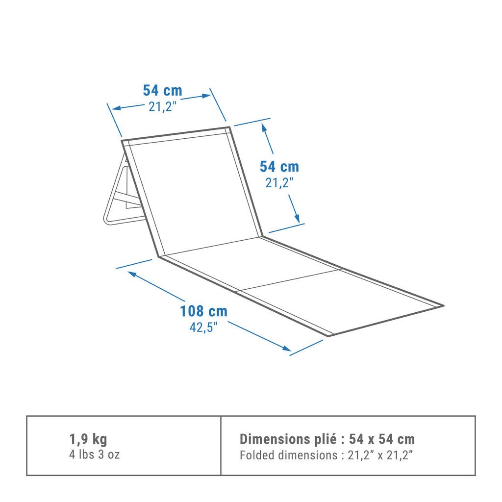 Ultimcomfort folding rug with reclining backrest for camping -160 x 53 cm